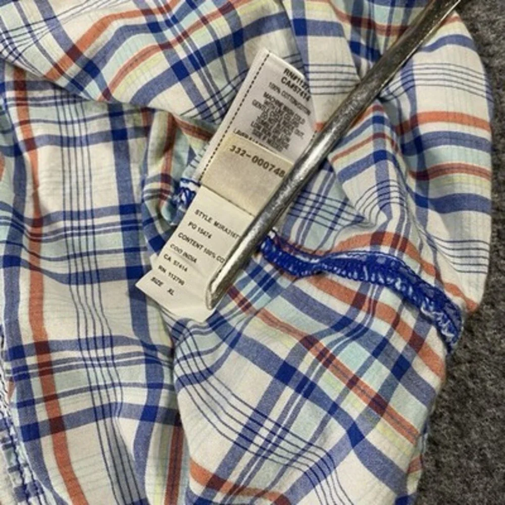 True Religion‎ Pearl Snap Western Shirt XL Blue Red Plaid Cowboy Y2K Preppy